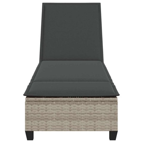 LEŻAK Z PODUSZKAMI JASNOSZARY 55X200X25,5CM POLIRATTAN