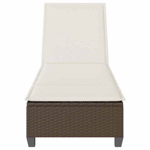 LEŻAK Z PODUSZKAMI BRĄZOWY 55X200X25,5CM POLIRATTAN