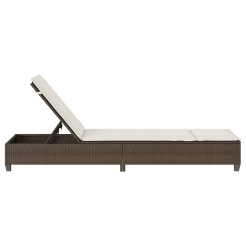 LEŻAK Z PODUSZKAMI BRĄZOWY 55X200X25,5CM POLIRATTAN