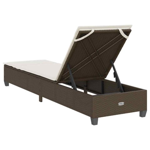 LEŻAK Z PODUSZKAMI BRĄZOWY 55X200X25,5CM POLIRATTAN