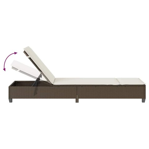 LEŻAK Z PODUSZKAMI BRĄZOWY 55X200X25,5CM POLIRATTAN