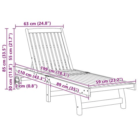 LEŻAKI OGRODOWE 2 SZT. DREWNIANE LITE DREWNO AKACJOWE