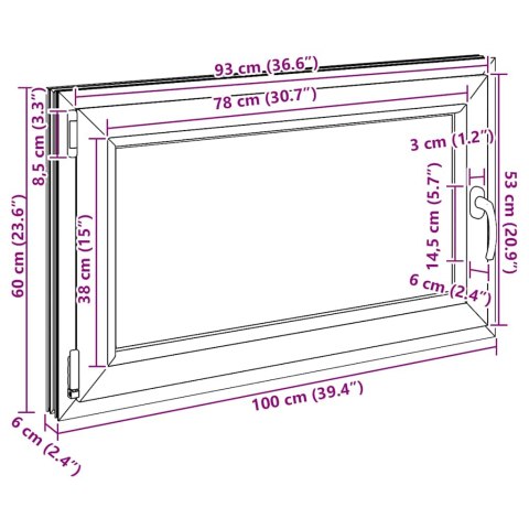 OKNO PIWNICZNE RISOR 100X60CM UCHYLNO-ROZWIERNE DIN LEWE BIAŁE
