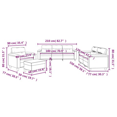 4-CZ KOMPLET WYPOCZYNKOWY Z PODUSZKAMI CIEMNOSZARY MIKROFIBRA