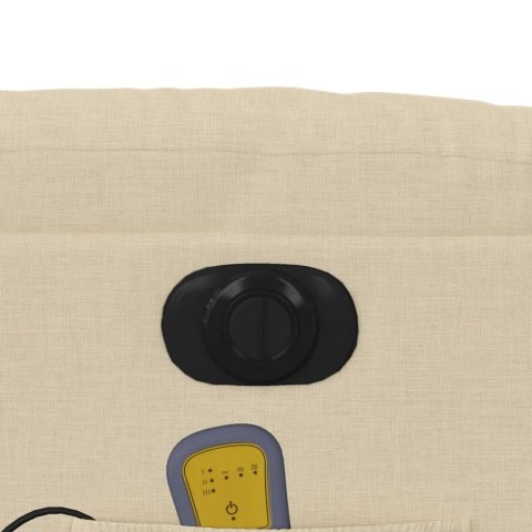 ROZKŁADANY FOTEL MASUJĄCY ELEKTRYCZNY KREMOWY TKANINA