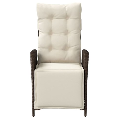 ROZKŁADANE FOTELE OGRODOWE Z PODNÓŻKIEM 2 SZT. BRĄZOWE