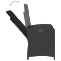 ROZKŁADANY FOTEL OGRODOWY Z PODUSZKAMI CZARNY RATTAN PE