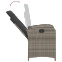 ROZKŁADANY FOTEL OGRODOWY Z PODUSZKAMI SZARY POLIRATTAN