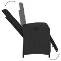ROZKŁADANY FOTEL OGRODOWY Z PODNÓŻKIEM CZARNY RATTAN PE