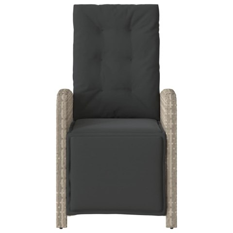 ROZKŁADANY FOTEL OGRODOWY Z PODNÓŻKIEM JASNOSZARY POLIRATTAN