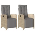 ROZKŁADANE FOTELE OGRODOWE Z PODNÓŻKIEM 2 SZT. MIESZANY BEŻ