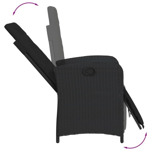 9-CZ. ZESTAW MEBLI OGRODOWYCH Z PODUSZKAMI CZARNY RATTAN PE