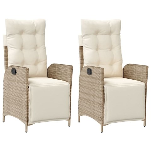 ROZKŁADANE FOTELE OGRODOWE Z PODNÓŻKIEM 2 SZT. BEŻOWE