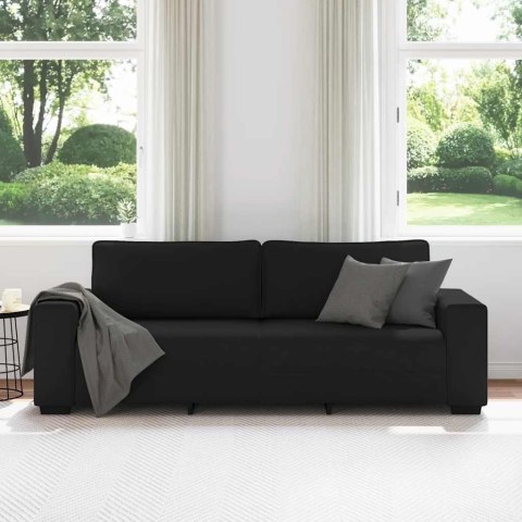 SOFA 3-OSOBOWA CZARNA 180CM TAPICEROWANA TKANINĄ