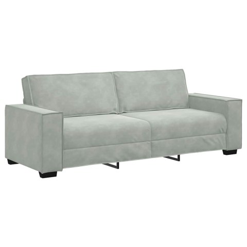 SOFA 3-OSOBOWA JASNOSZARA 180CM TAPICEROWANA AKSAMITEM