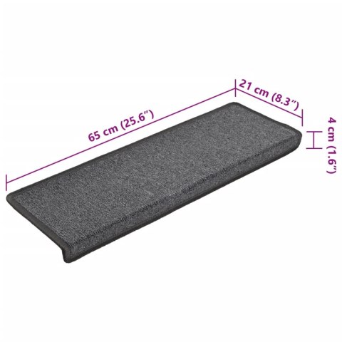 NAKŁADKI NA SCHODY 15 SZT 65X21X4CM CIEMNOSZARE