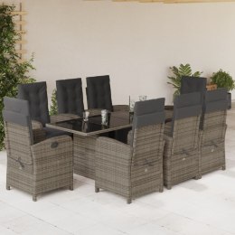 9-CZ. ZESTAW MEBLI OGRODOWYCH Z PODUSZKAMI SZARY RATTAN PE