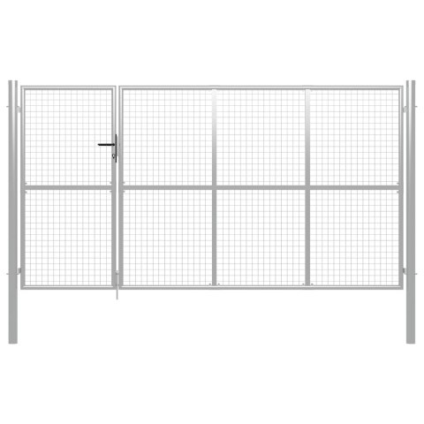 BRAMA OGRODZENIOWA STALOWA 350X 150CM SREBRNA