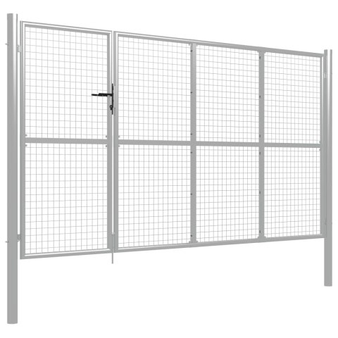 BRAMA OGRODZENIOWA STALOWA 350X 150CM SREBRNA