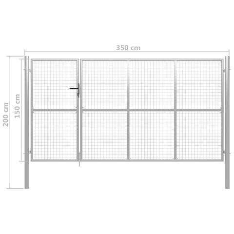 BRAMA OGRODZENIOWA STALOWA 350X 150CM SREBRNA