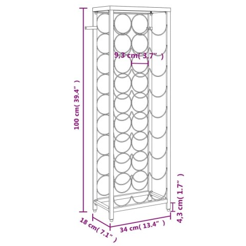 STOJAK NA 27 BUTELEK CZARNY 34X18X100CM KUTE ŻELAZO