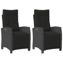 ROZKŁADANE FOTELE OGRODOWE Z PODNÓŻKIEM 2 SZT. CZARNE