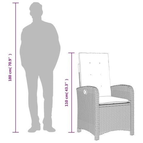 7-CZ. ZESTAW MEBLI OGRODOWYCH Z PODUSZKAMI BRĄZOWY RATTAN PE