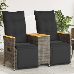 ROZKŁADANA SOFA OGRODOWA DLA 2 OS. ZE STOLIKIEM SZARA