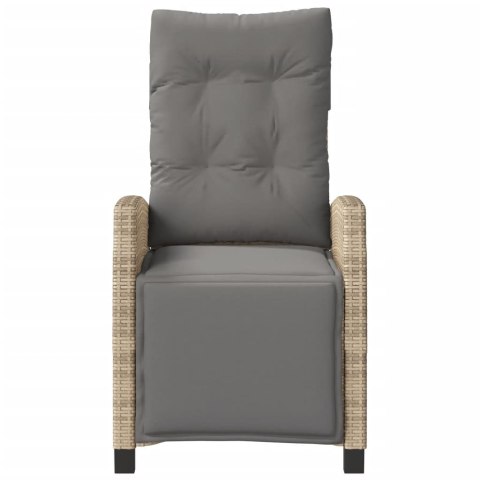 ROZKŁADANY FOTEL OGRODOWY Z PODNÓŻKIEM MIESZANY BEŻ RATTAN PE