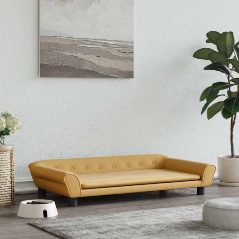 ELEGANCKA KANAPA LEGOWISKO DLA PSA BRĄZOWE 100X50X21CM AKSAMITNE