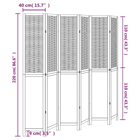 PARAWAN POKOJOWY 6-PANELOWY BIAŁY LITE DREWNO PAULOWNI