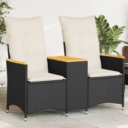 ROZKŁADANA SOFA OGRODOWA DLA 2 OS. ZE STOLIKIEM CZARNA