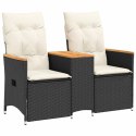 ROZKŁADANA SOFA OGRODOWA DLA 2 OS. ZE STOLIKIEM CZARNA