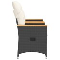 ROZKŁADANA SOFA OGRODOWA DLA 2 OS. ZE STOLIKIEM CZARNA