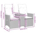 ROZKŁADANA SOFA OGRODOWA DLA 2 OS. ZE STOLIKIEM CZARNA