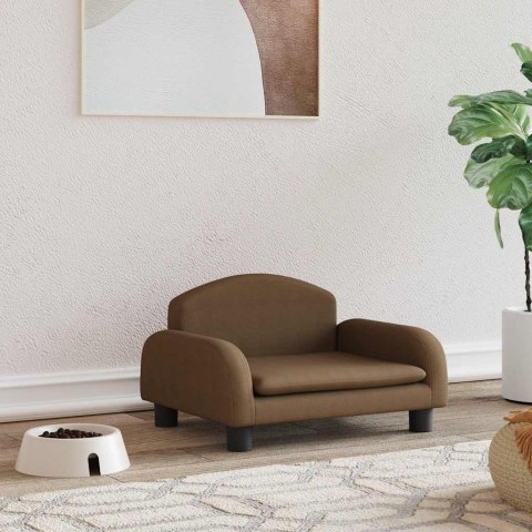 ELEGANCKA KANAPA LEGOWISKO DLA PSA BRĄZOWE 50X40X30CM OBITE TKANINĄ