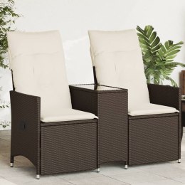 ROZKŁADANA SOFA OGRODOWA ZE STOLIKIEM 2-OS. BRĄZ RATTAN PE
