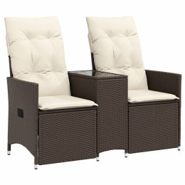ROZKŁADANA SOFA OGRODOWA ZE STOLIKIEM 2-OS. BRĄZ RATTAN PE