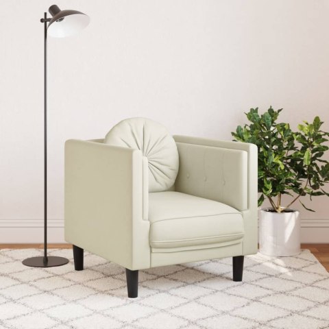 FOTEL Z PODUSZKAMI KREMOWY AKSAMIT