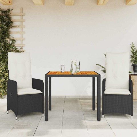 3-CZ. ZESTAW OGRODOWYCH MEBLI BISTRO Z PODUSZKAMI CZARNY