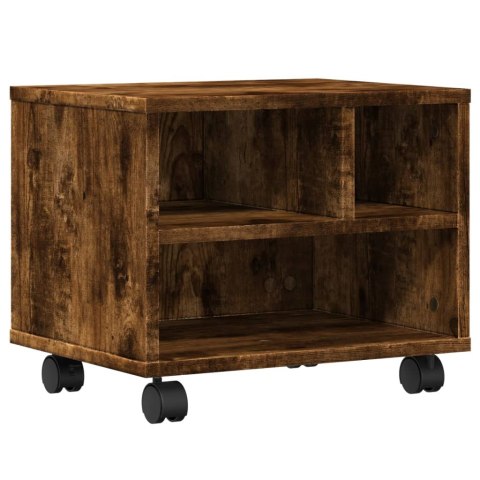 STOLIK POD DRUKARKĘ REGAŁ NA KÓŁKACH PÓŁKA SZAFKA PRZYDYMIONY DĄB 41X32X34,5CM