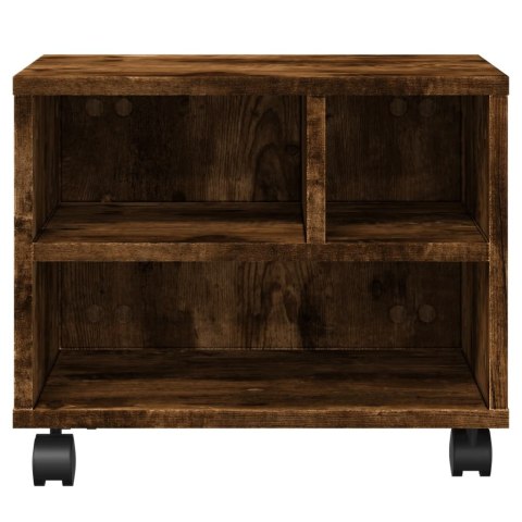 STOLIK POD DRUKARKĘ REGAŁ NA KÓŁKACH PÓŁKA SZAFKA PRZYDYMIONY DĄB 41X32X34,5CM