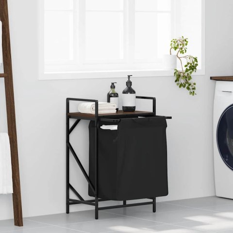 KOSZ NA PRANIE 1 KOMORA Z PÓŁKĄ BRĄZOWY DĄB