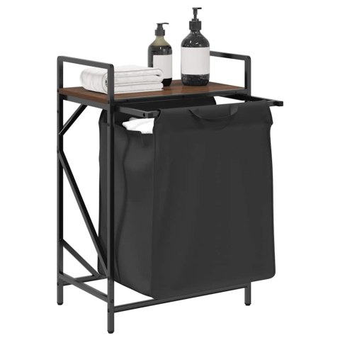 KOSZ NA PRANIE 1 KOMORA Z PÓŁKĄ BRĄZOWY DĄB