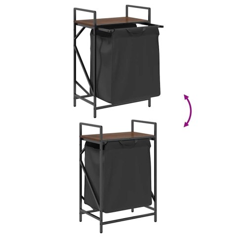 KOSZ NA PRANIE 1 KOMORA Z PÓŁKĄ BRĄZOWY DĄB