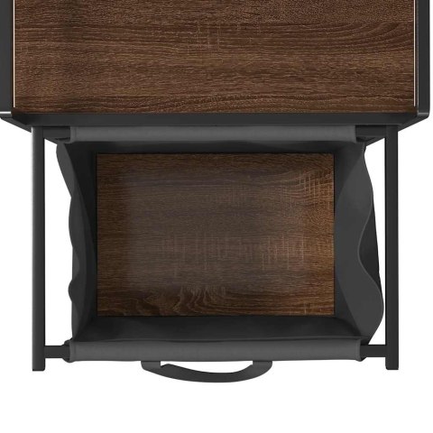 KOSZ NA PRANIE 1 KOMORA Z PÓŁKĄ BRĄZOWY DĄB