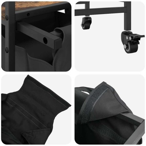 KOSZ NA PRANIE 2 PRZEGRODY Z KÓŁKAMI PRZYDYMIONY DĄB