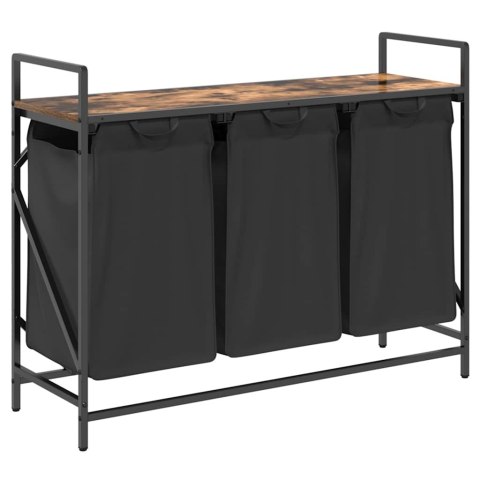 KOSZ NA PRANIE 3 PRZEGRODY Z PÓŁKĄ PRZYDYMIONY DĄB