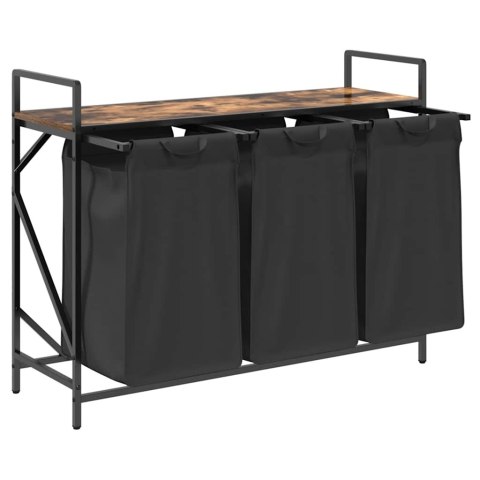 KOSZ NA PRANIE 3 PRZEGRODY Z PÓŁKĄ PRZYDYMIONY DĄB