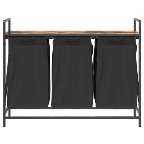 KOSZ NA PRANIE 3 PRZEGRODY Z PÓŁKĄ PRZYDYMIONY DĄB